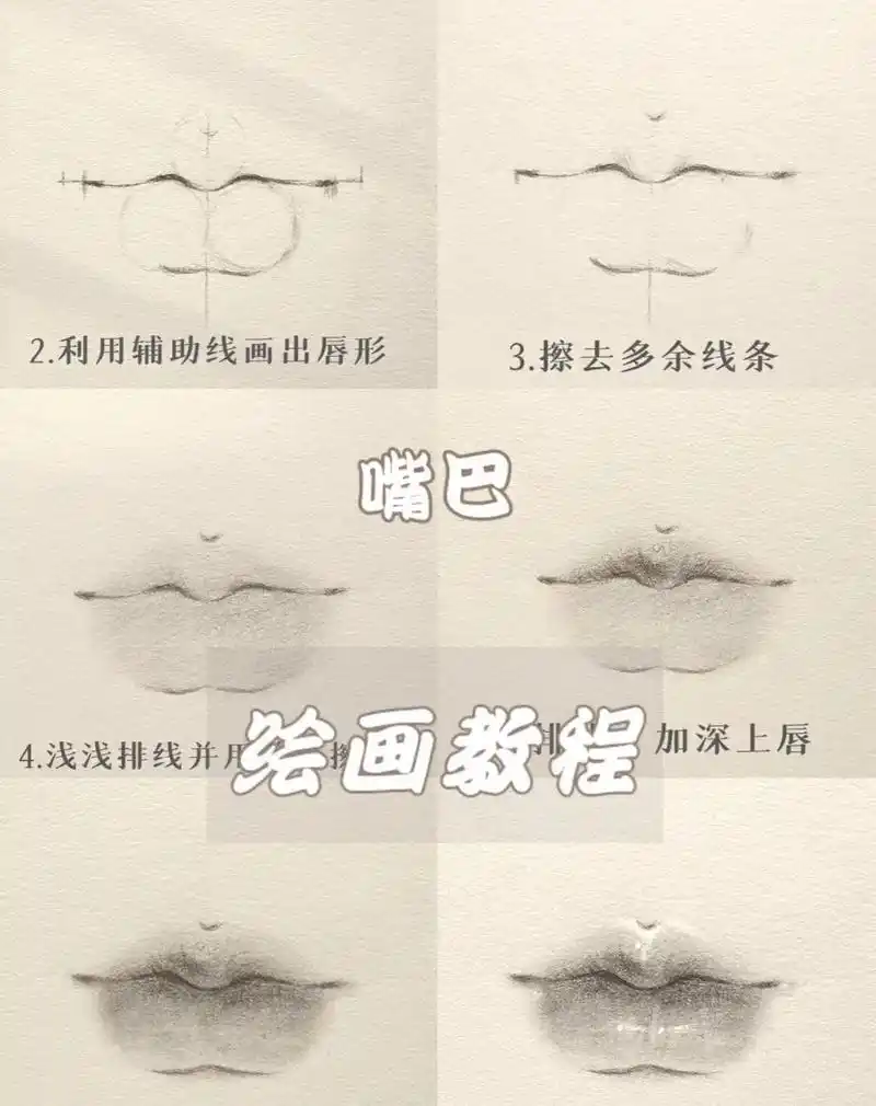 画画 #手绘  #眼睛 #嘴唇 #一起学画画 嘴巴绘画教程 - 抖音