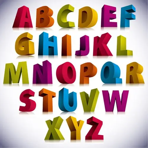 26个3d立体字母设计矢量素材