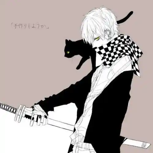 一个男孩拿着一把刀对着自己黑白动漫图片 - 即时百科