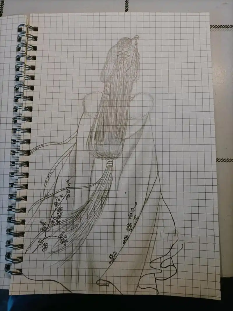 古风人物背影手绘临摹 朋友分享的图片,给我画懵逼了,实在不会画,将就