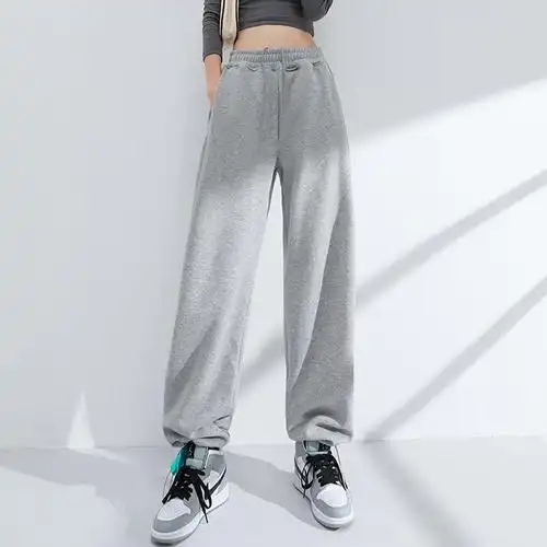 叶余裤子女休闲裤女宽松 灰色嘻哈运动裤女夏季束脚阔腿裤休闲高腰