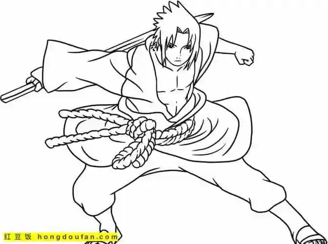 10张佐助和鸣人热血忍者少年卡通涂色图片免费下载