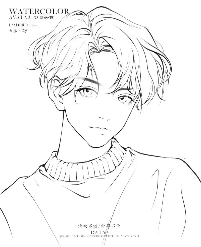 一些男生线稿合集整理,拿去练习吧!#画画 #插画 #proc - 抖音