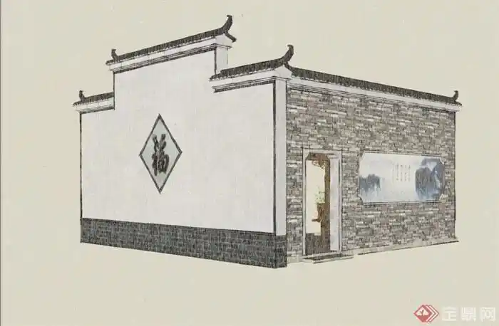 徽派中式马头墙设计su模型