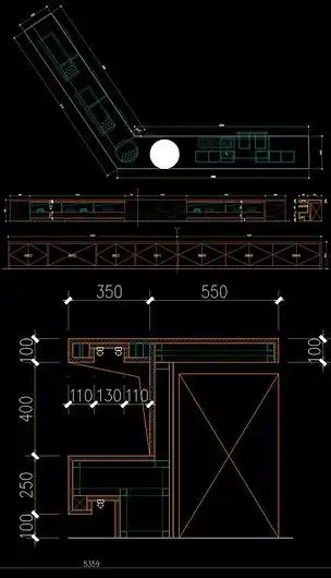 cad酒店餐台节点大样图施工图服务台剖面