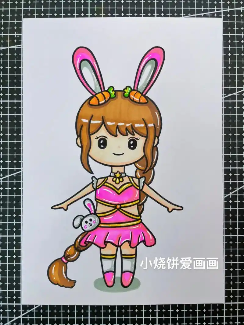 简笔画小舞.1,先画出两只兔耳朵和两个胡萝卜092,再画出小 - 抖音
