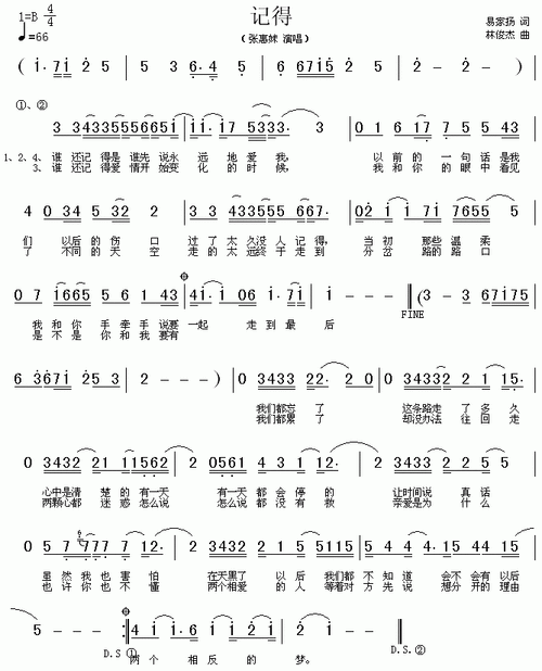 记得张惠妹简谱及歌词歌谱