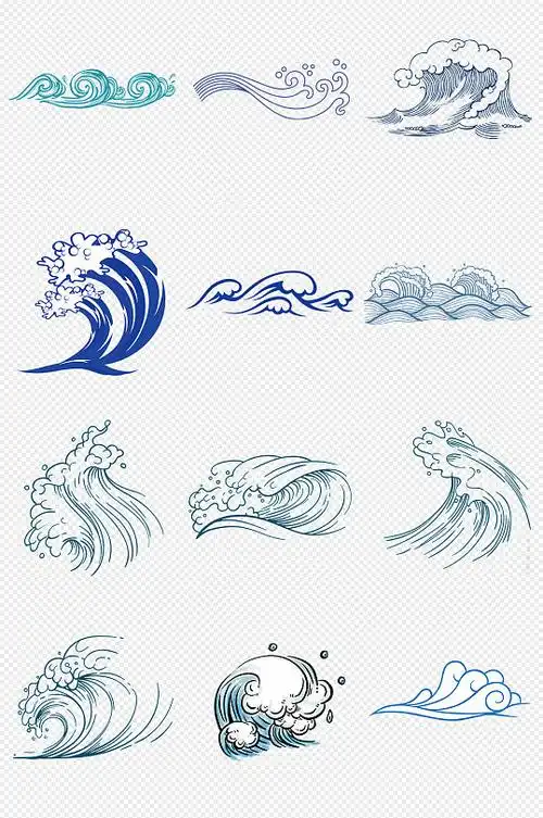线稿浪花水纹png免抠素材