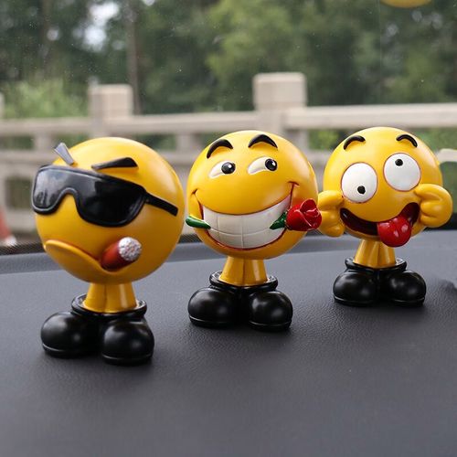 弹簧公仔网红小黄人可爱表情包车内装饰品中控台摆件 撩妹 耍酷 鬼脸