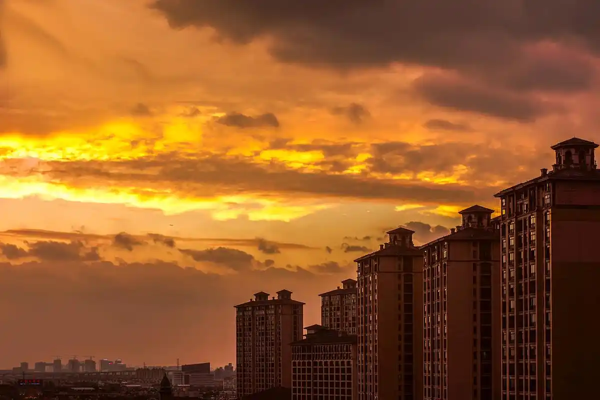 晚霞,傍晚,夕阳,房产