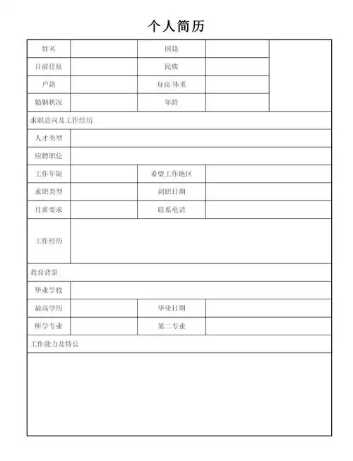 面试必备!简约空白简历模板轻松