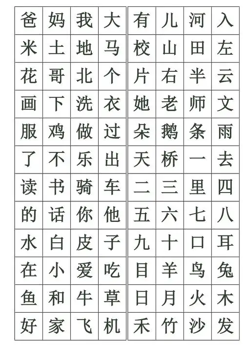 小学一年级生字表a4可打印