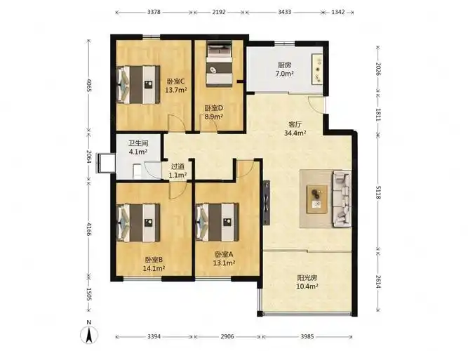 岔路口双龙大道南方花园枫彩园三室二厅看房随时