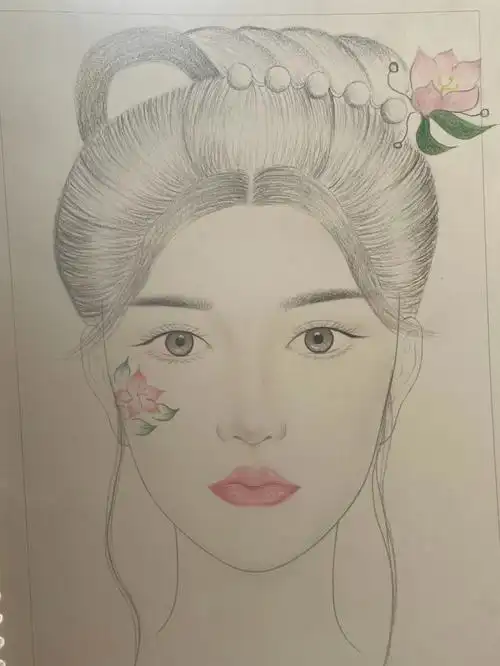 照着中秋给发小做的汉服妆造画的(图4)#汉服美人图鉴  #我要学化妆