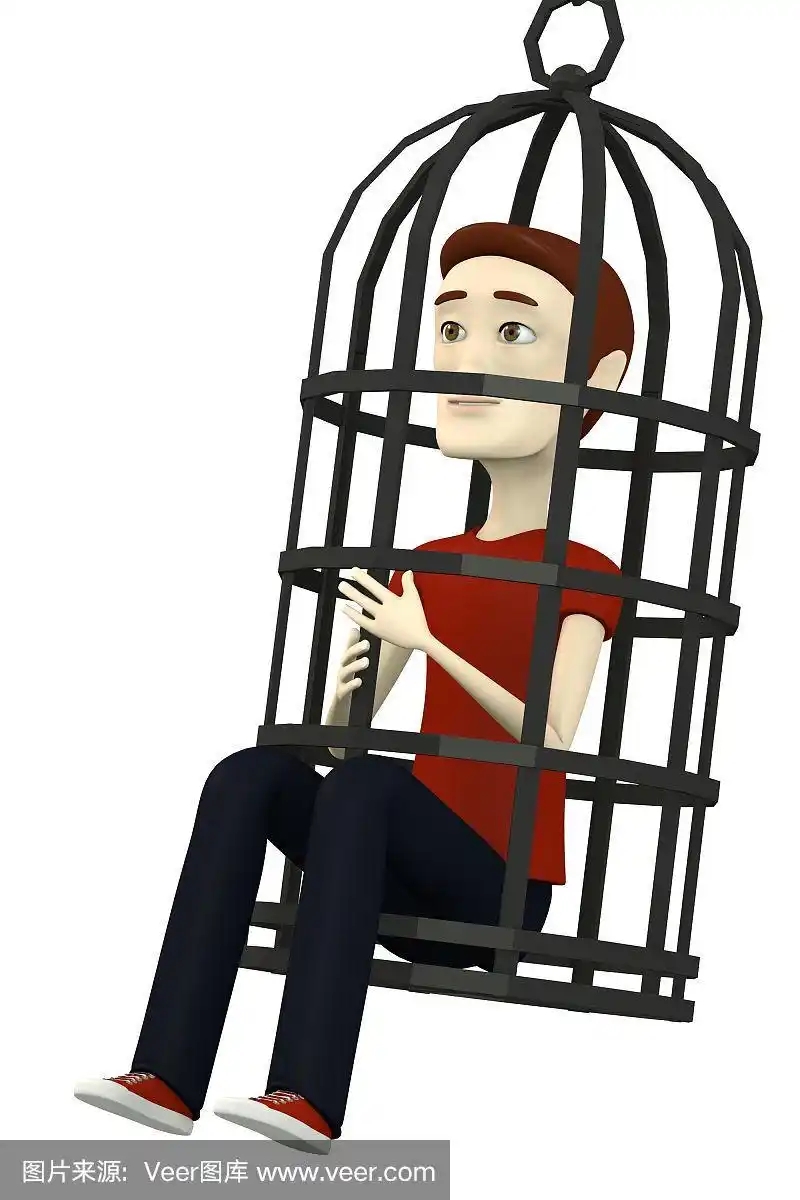 卡通人物与折磨的笼子