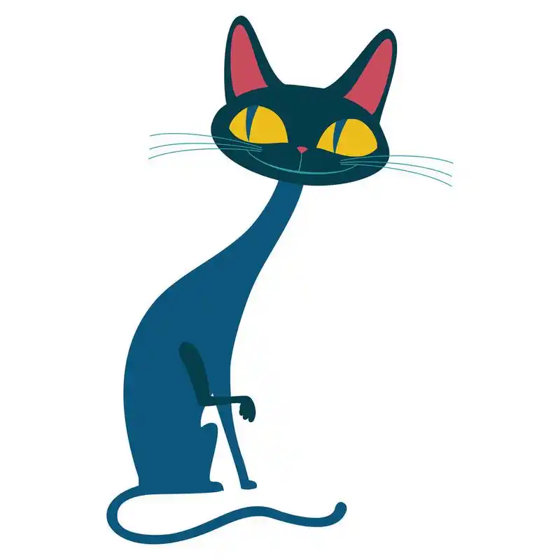 卡通黑猫离体矢量图.