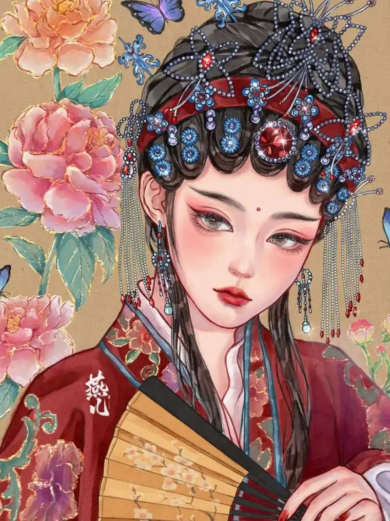 绘画‖戏曲人物头像上色稿 画了近20个小时的头像,我真的尽力了.