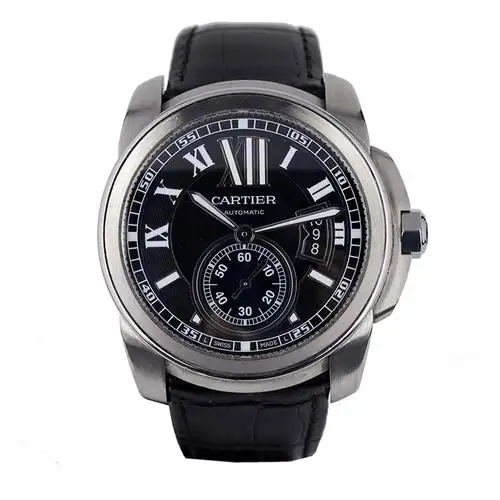 [9.5新]卡地亚男士卡历博黑面三针自动机械表