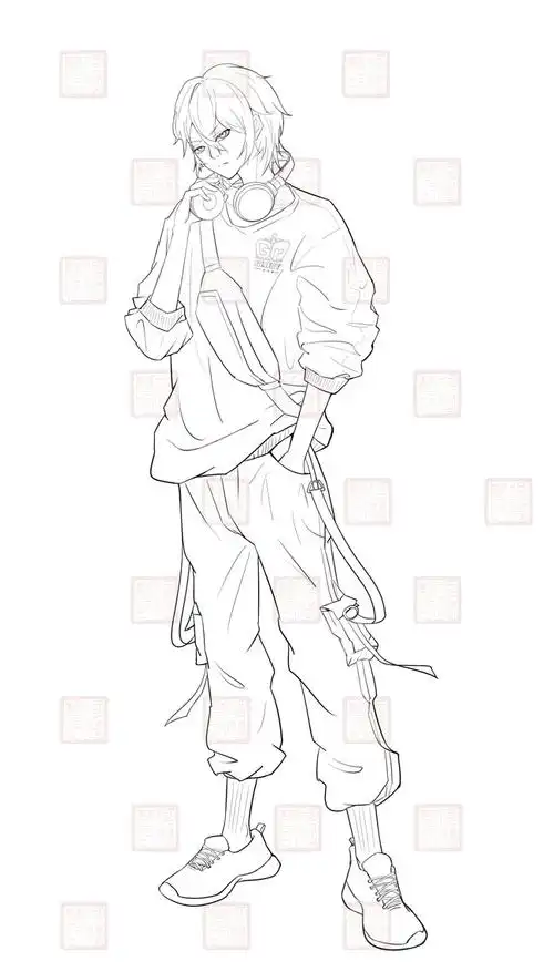 最近接的四张全身线稿