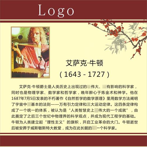 735海报印制展板写真喷绘贴纸716校园文化中外名人科学家简介牛顿