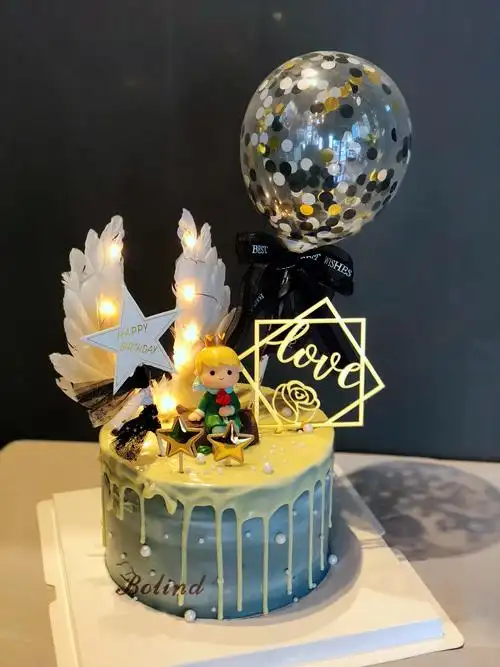 ins抖音网红发光羽毛小王子男士生日蛋糕太原哈尔滨长春同城配送