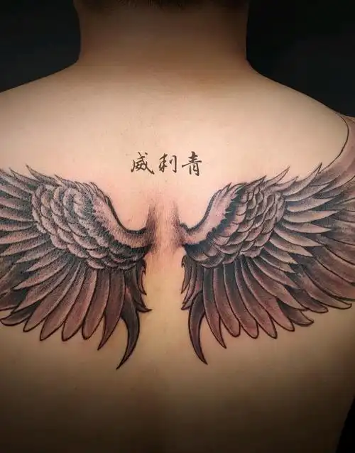 后背翅膀_纹身图案手稿图片_刘威的纹身作品集