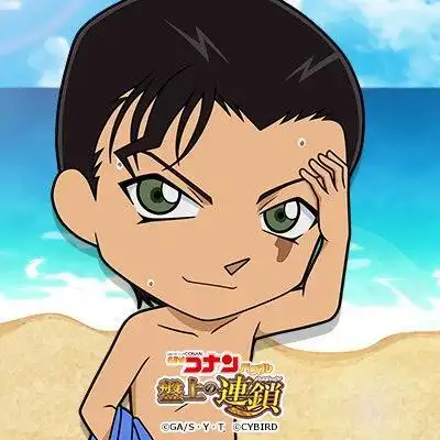 名侦探柯南:三消手游q版夏日海滩情侣头像,大头画风又甜又萌!