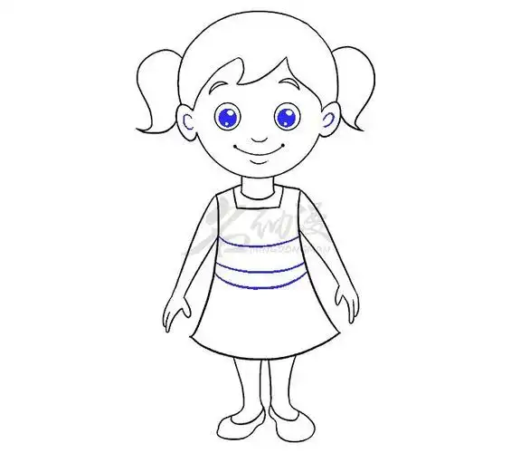 最后,可可爱爱的小女孩就画完啦.