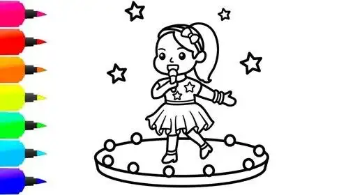 儿童简笔画,可爱歌唱家