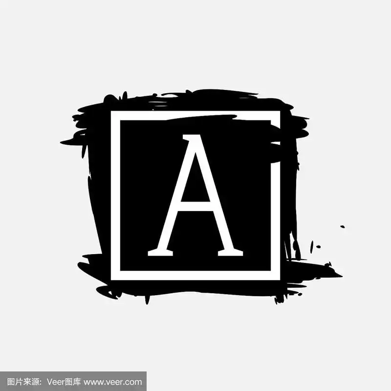 字母a标志在方框内,用干墨笔画,边缘粗糙.