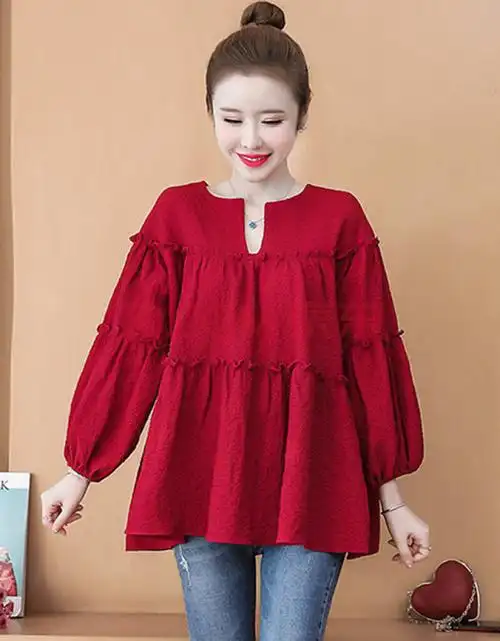 特大码女装2021新款春装胖mm设计感上衣遮肚子洋气减龄宽松娃娃衫