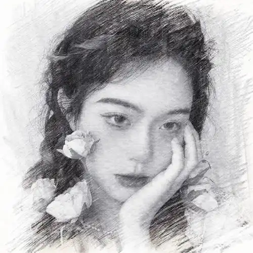 写生素描女生头像图片