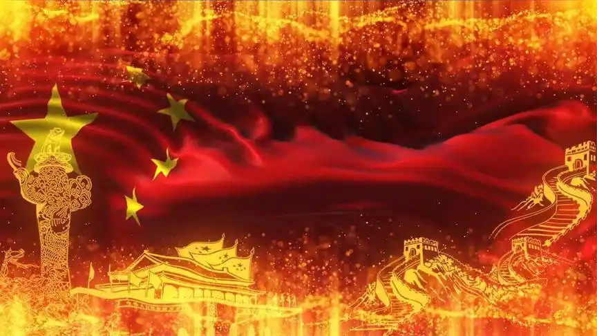 党政宣传片背景红旗飘飘