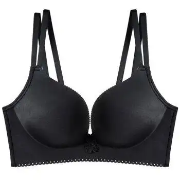 小胸聚拢文胸显大无钢圈光面加厚超厚胸罩套装 ck-黑色文胸(9cm超厚)