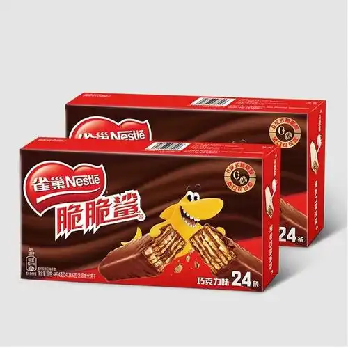雀巢脆脆鲨巧克力味威化饼干744g*2盒休闲零食儿童抗饿充饥80条_爱购