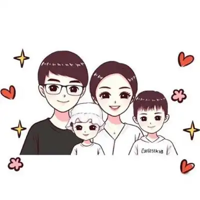 一家四口的卡通图片一儿一女头像可爱温馨幸福的一家人图片大全