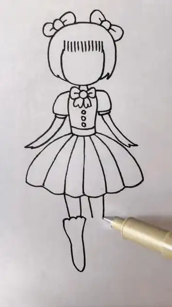 可爱美丽的小女孩,儿童简笔画