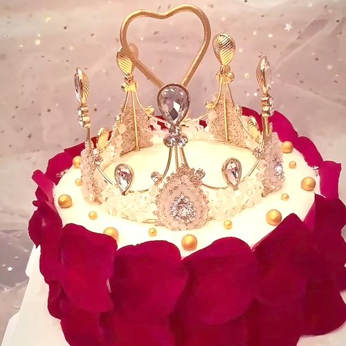 皇冠整圆水晶女王高贵蛋糕公主生日派对婚礼节日装扮用品