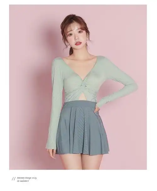 泳衣女连体时尚性感韩版可爱遮肚显瘦温泉游泳装 三角款 m