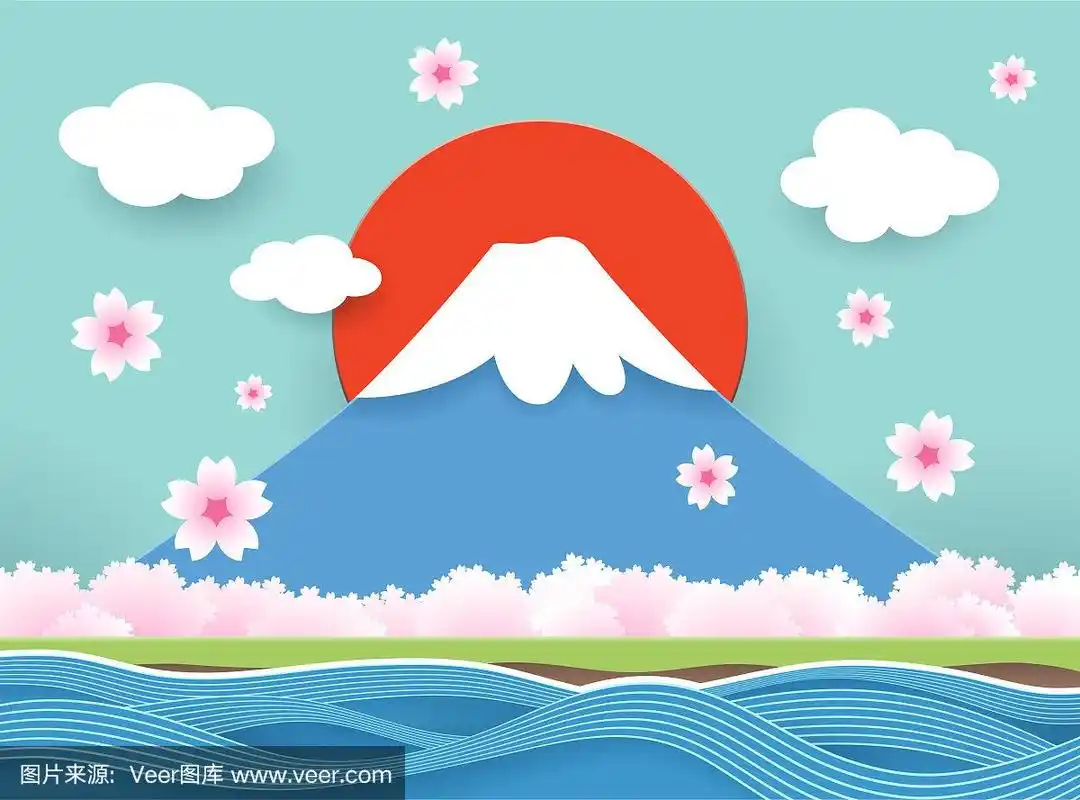 樱花落在富士山周围