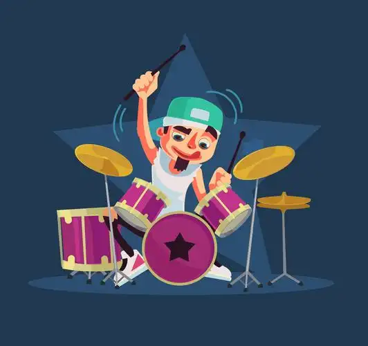 鼓手,桶,矢量,卡通,插画
