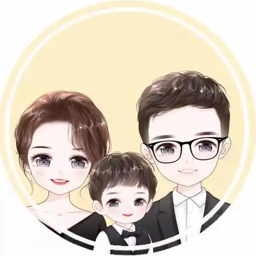 卡通一家五口亲子头像,全家福亲子卡通头像_可可情感网