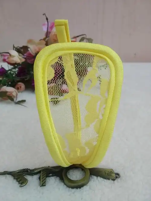 情趣c字内裤蕾丝花边透明c型裤隐形穿戴裤情侣夫妻t裤女c裤女款黑色