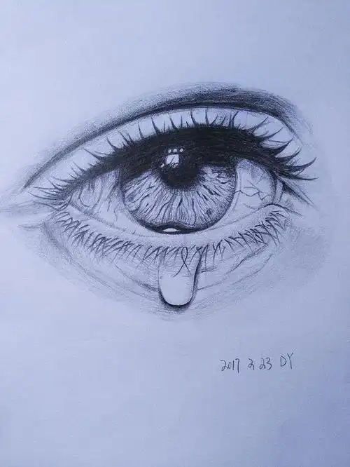 流泪的眼睛素描画伤感素描图片