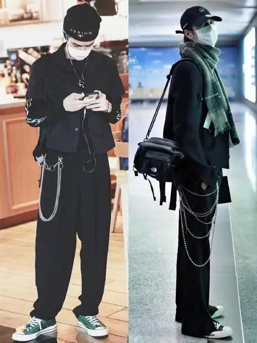 王一博机场私服穿搭,妥妥的酷盖一枚.