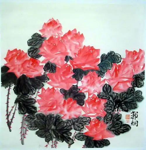 吧  快来 送你画一扉 公鸡扭头望 雀儿在飞翔 香水红月季 芬芳满天飞