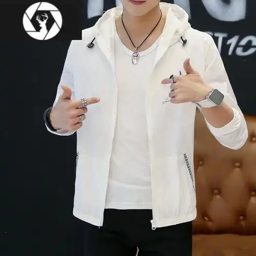 hongzun夏天防晒衣男带帽休闲运动轻薄外套男士夹克薄款褂子夏装潮流