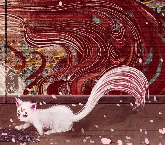 执笔绘青丘青丘有九尾原创古风插画