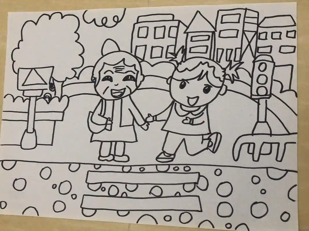 乐于助人主题简笔画/人物简笔画 乐于助人 助人为乐主题简笔画 人物简