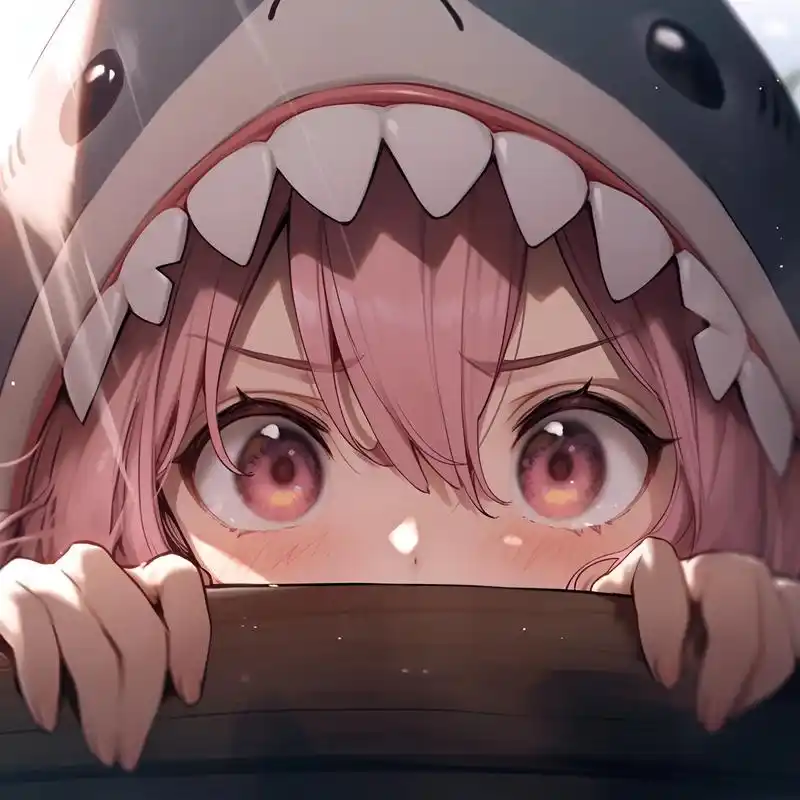 奶凶奶凶的鲨鱼萌妹 #动漫女头 #二次元 #二次元头像 #卡 - 抖音